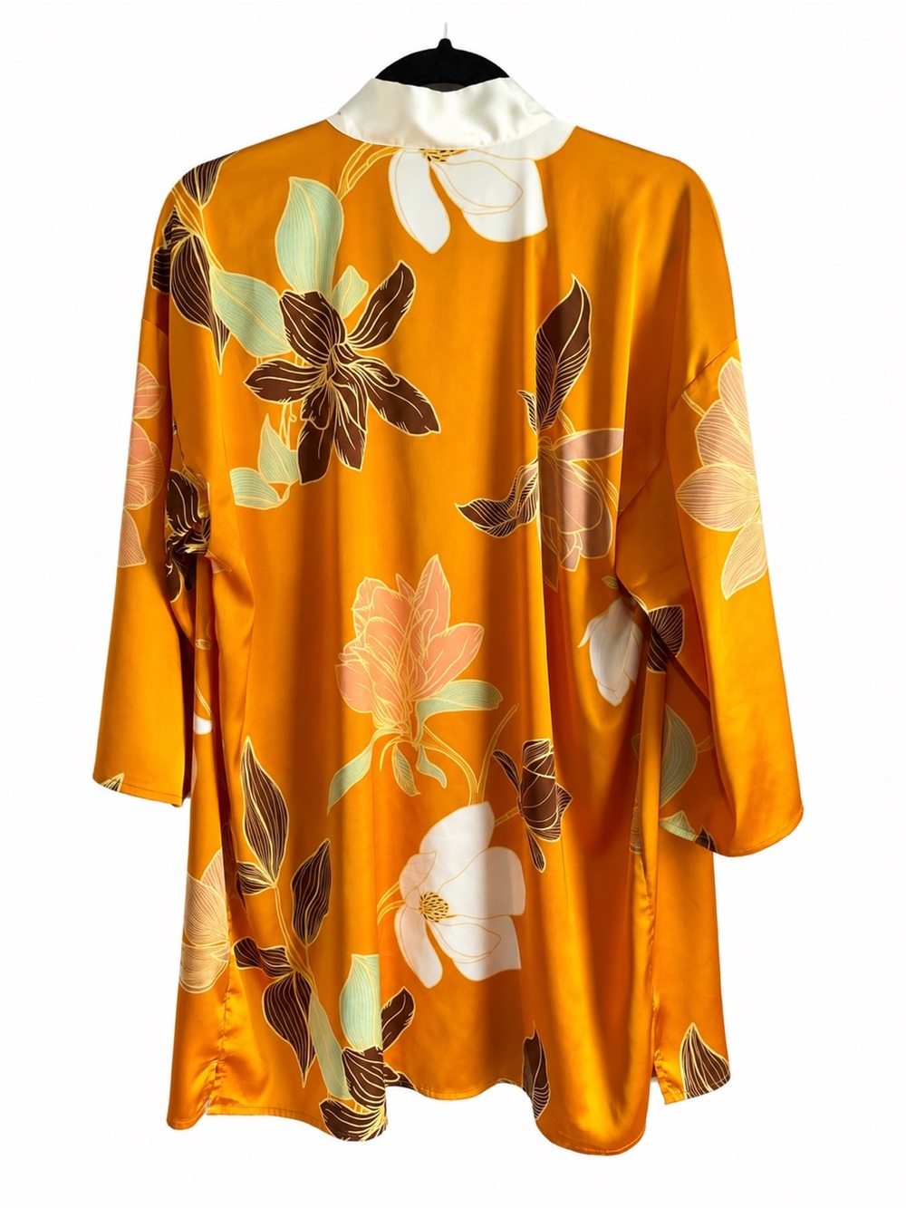 Breezies Floral Satin Kimono Robe Cover Up Lounge Wrap Small - Picture 3 of 4